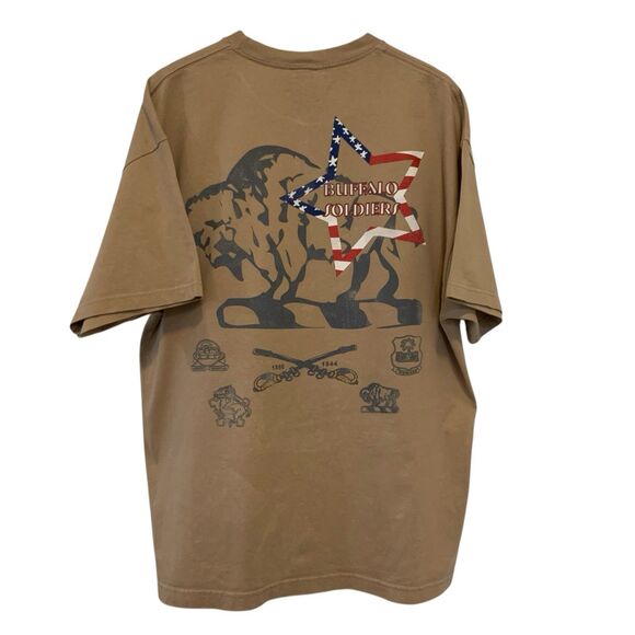 Authentic First Star Buffalo Soldiers T-Shirt 9th & 10th Cavalry 2XL Brown - Picture 6 of 10